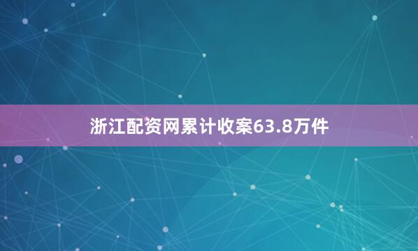 浙江配资网累计收案63.8万件